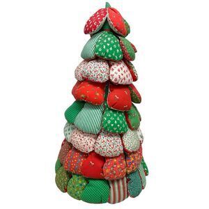 Vintage Quilted Pillows Fabric Handmade Christmas Tree Centerpiece Holiday Décor